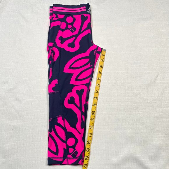 Psycho Bunny Pink Navy Print Capri Leggings XS - Picture 6 of 9